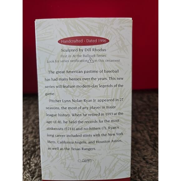 Christmas Tree Decoration Keepsake Ornament Nolan Ryan Hallmark 1996 new - Picture 2 of 9